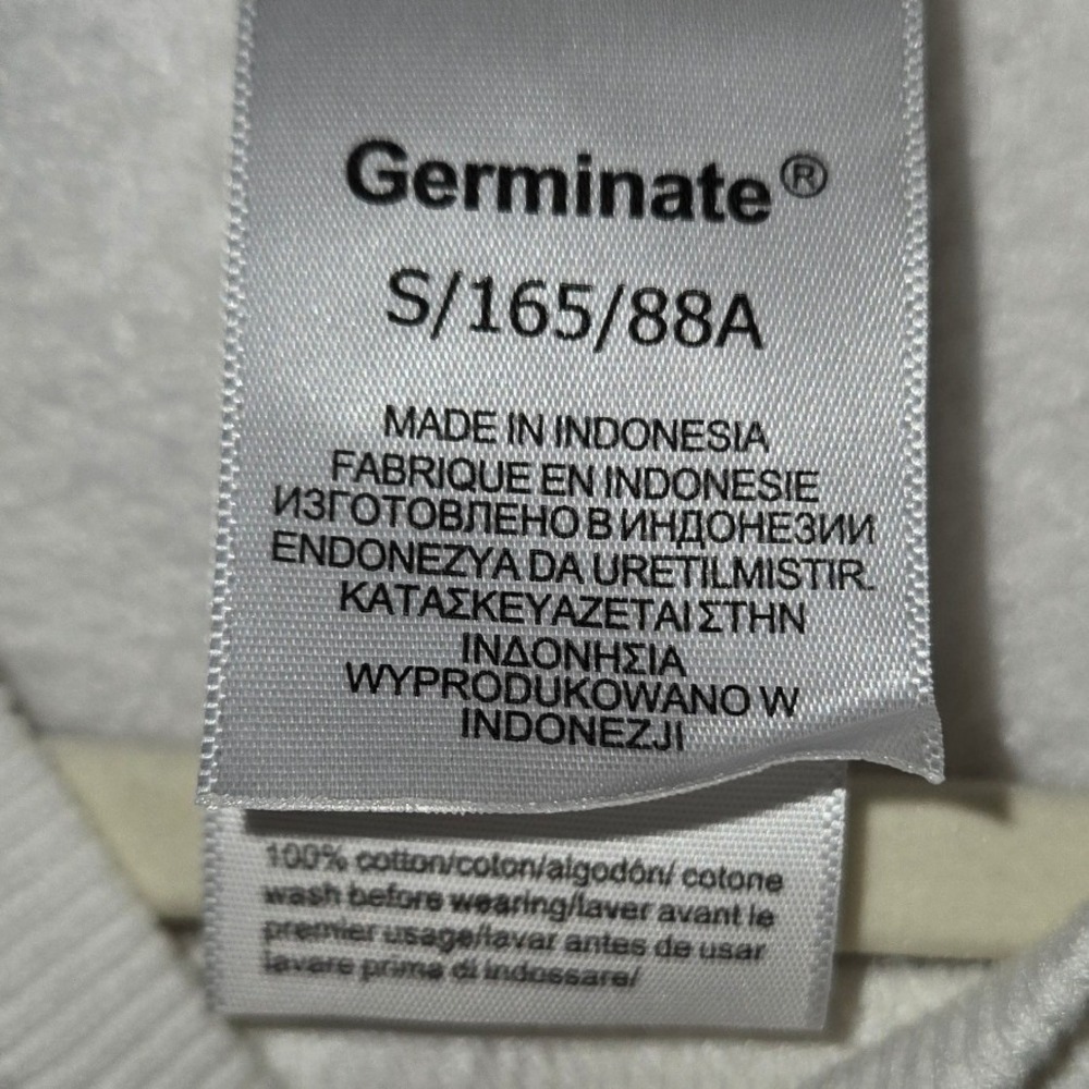 Germinate White Striped Crewneck Sweatshirt Cotton Retro Sporty Pullover Small - Picture 2 of 5